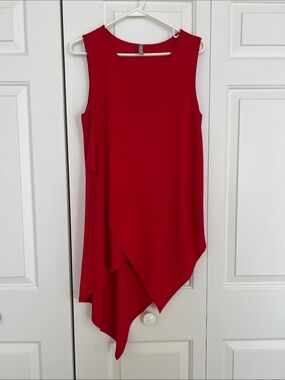 Last Tango Sleeveless Asymmetrical Red Tunic Dress